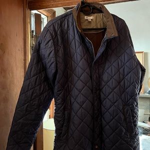 Large Navy Peter Millar Suffolk Quilted Travel Coat